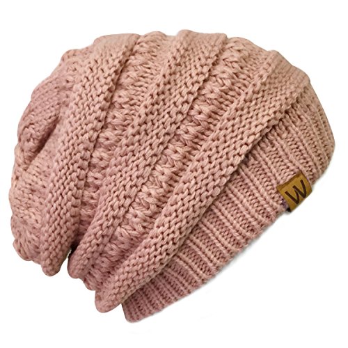 Wrapables Knitted Slouchy Winter Beanie Beret, Pink