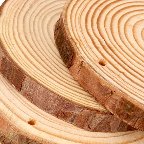 ZEONHAK 40 PCS 9-10cm Craft Wood Slices, Log Wooden Circles with Hole Hanging Rope, Unfinished Pine Wood Slices for DIY, Wedding Decorations, Christmas Ornaments, Art