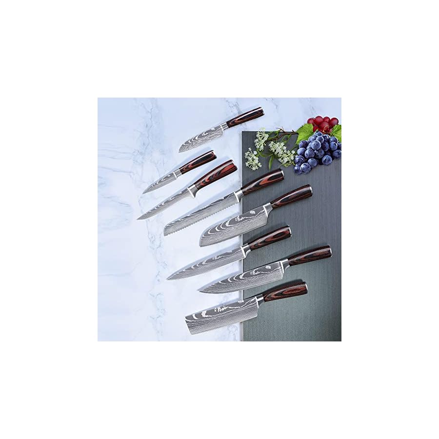 Kitchen-Knife-Set-Professional-8-Pcs-Kitchen-Chef-Knife-Set-Chef-Knife-Set-with-Sharp-High-Carbon-Stainless-Steel-Forged-Blade-and-Ergonomically-Pakkawood-Handle-Japanese-Knife-Set-with-Gift-Box Kitchen Knife Set, Professional 8 Pcs Kitchen Chef Knife Set, Chef Knife Set with Sharp High Carbon Stainless Steel Forged Blade and Ergonomically Pakkawood Handle, Japanese Knife Set (8Pcs set)
