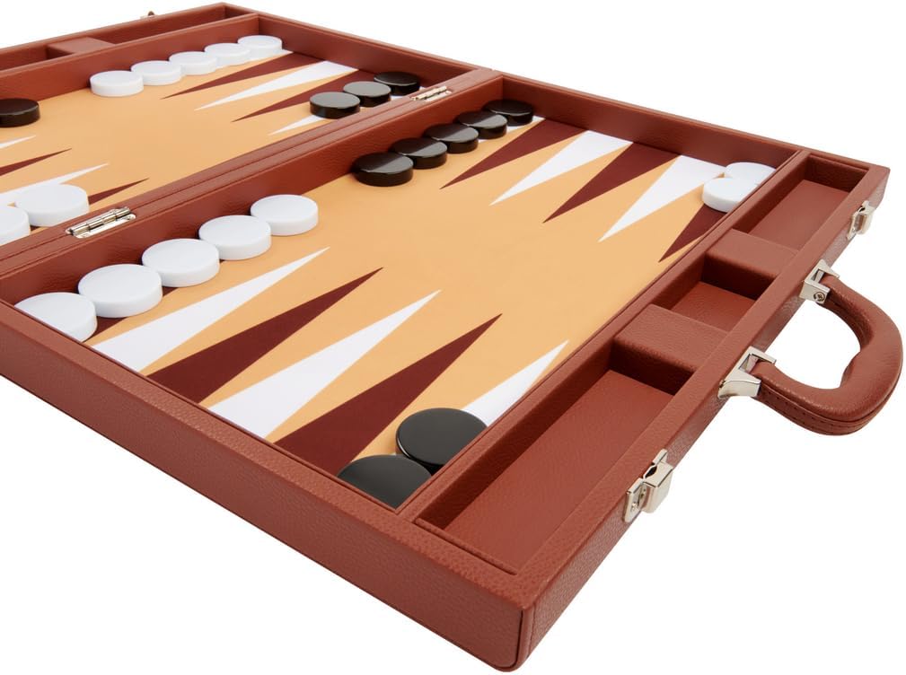Silverman & Co. 19-inch Premium Backgammon Set - Desert Brown Board
