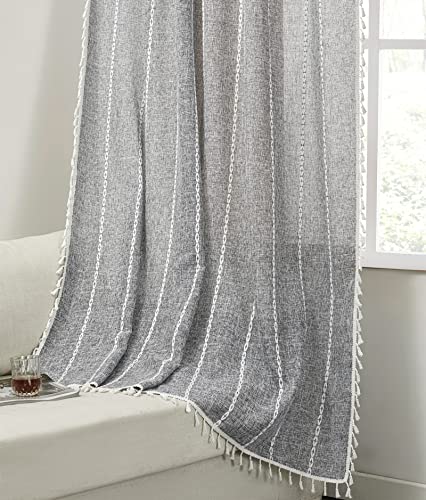 RoomTalks Dark Gray Boho Farmhouse Curtains for Bedroom Living Room