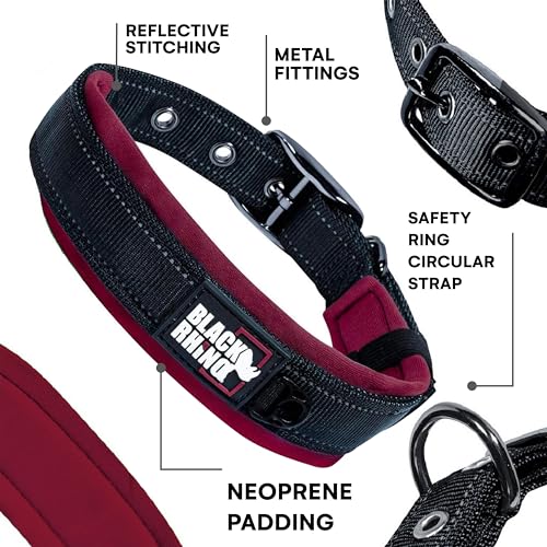 Black Rhino - The Comfort Collar Ultra Soft Neoprene Padded Dog Collar for All Breeds - Heavy Duty Adjustable Reflective Weatherproof (XLarge, Burgundy/Bl) - Image 3