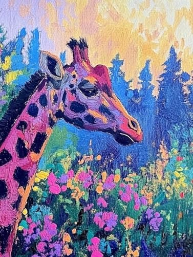 Kit broderie point de croix girafe colorée 9CT 40x50cm Rqwybcaxn