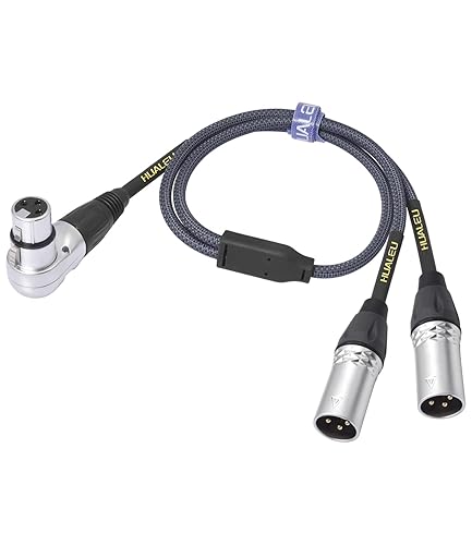 2 pies de ángulo recto 3pin XLR hembra a doble 3pin XLR macho y divisor en Y 1 hembra a 2 macho Audiao Cable, mezclador, micrófono, amplificador y