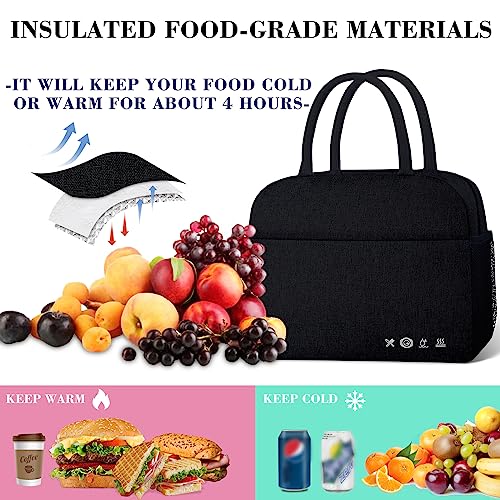 Kubya Lunch Bag Lunch Box For Women Men Insulated Reusable Lunch Box For Adult Lunch Tote Bag Lunch Container For Office Work Picnic Beach Or Travel（Black） #TOP4