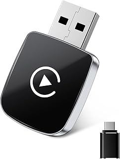 محول 2 في 1 لاسلكي لكاربلاي أندرويد اوتو لتحويل الاتصال السلكي إلى لاسلكي لإتاحة اتصال سريع ومستقر بدون تأخير بتصميم صغير متوافق مع آيفون وأندرويد عبر USB/USB-C