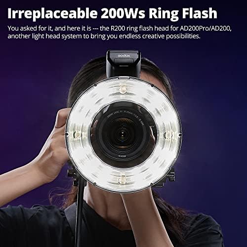 Godox R200 Ring Flash Head, R200 Ring Kit for AD200/200Pro Outdoor Portrait Shooting, Wedding Shooting with R200-CF Color Gels + RFT-25S Reflector Diffuser Dish + Honeycomb Grid 20° /30°/40°+CB56 Bag