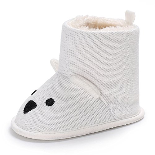 Meeshine Little Baby Newborn Premium Knit Soft Sole Warm Winter Infant Prewalker Crib Shoes Toddler Boy Girl Snow Boots(Small(0-6 Months),White)