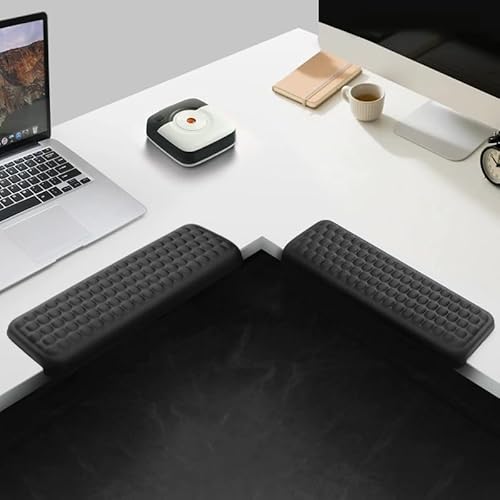 L-Shaped Desk Elbow Pads (2-Pack) - Adjustable Spacing Memory Foam Desk Edge Cushion for Forearm & Wrist Support, Ergonomic Desk Arm Rest for Office, Gaming & Home