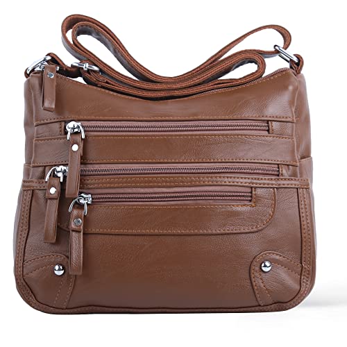 Image of ELDA 10 Pockets Crossbody Purses for Women Medium Pocketbooks Lightweight Ladies Satchel Bag Multi Pocket Shoulder Handbag