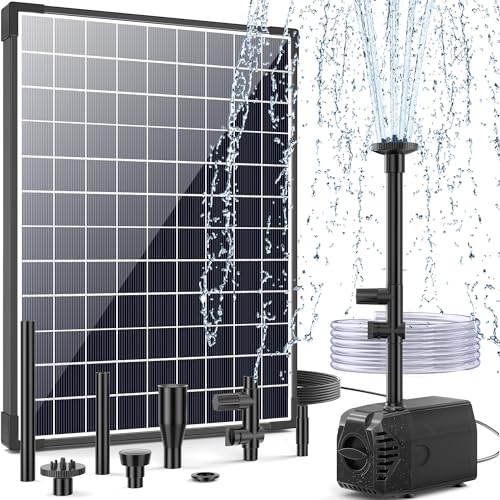 POPOSOAP POPOSOAP 25W Solar Water Fountain Pump, Solar Water Pump with Flow Adjustable, Pond Pump with Water Shortage Protection & Diverter Valve & 16.5FT Cord for Ponds, Garden, Waterfall, Hydroponi