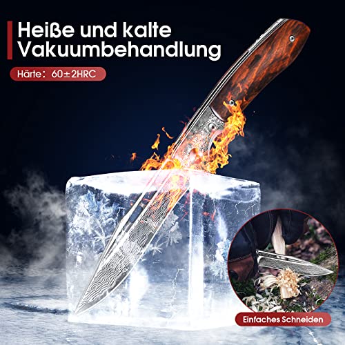 Japaknives Damast Taschenmesser Outdoor - Handgeschmiedet 67 Schichten 8 cm – Ansicht 2
