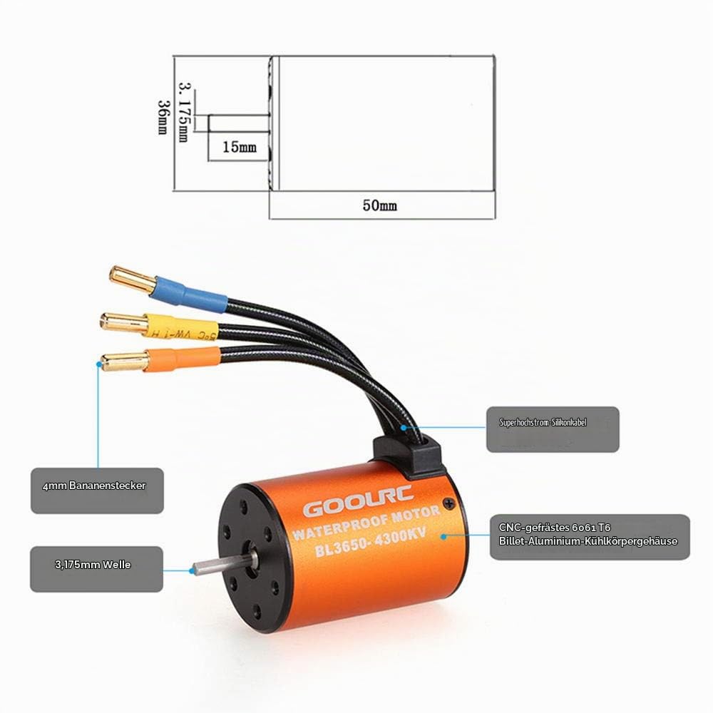 GoolRC Combo Set 3650 4300KV Motor 60 Brushless ESC 20kg Servo mit 25T Servoarm für 1/10 RC Car Truck Offroad