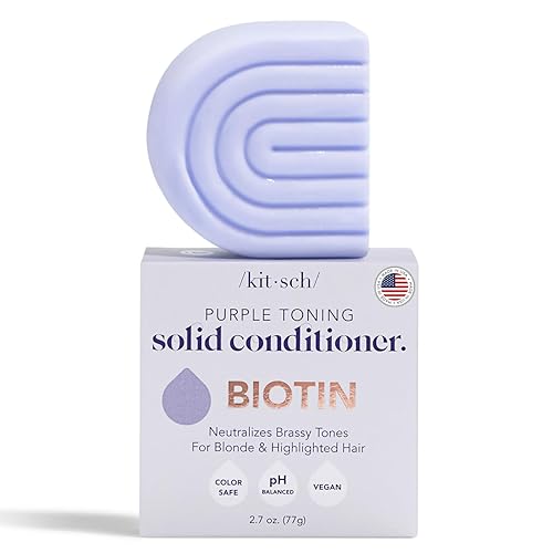 Miniatura 9 de Kitsch Barra acondicionador púrpura para cabello rubio, barras condensadoras tonificantes de cabello morado con biotina para fortalecer el cabello y