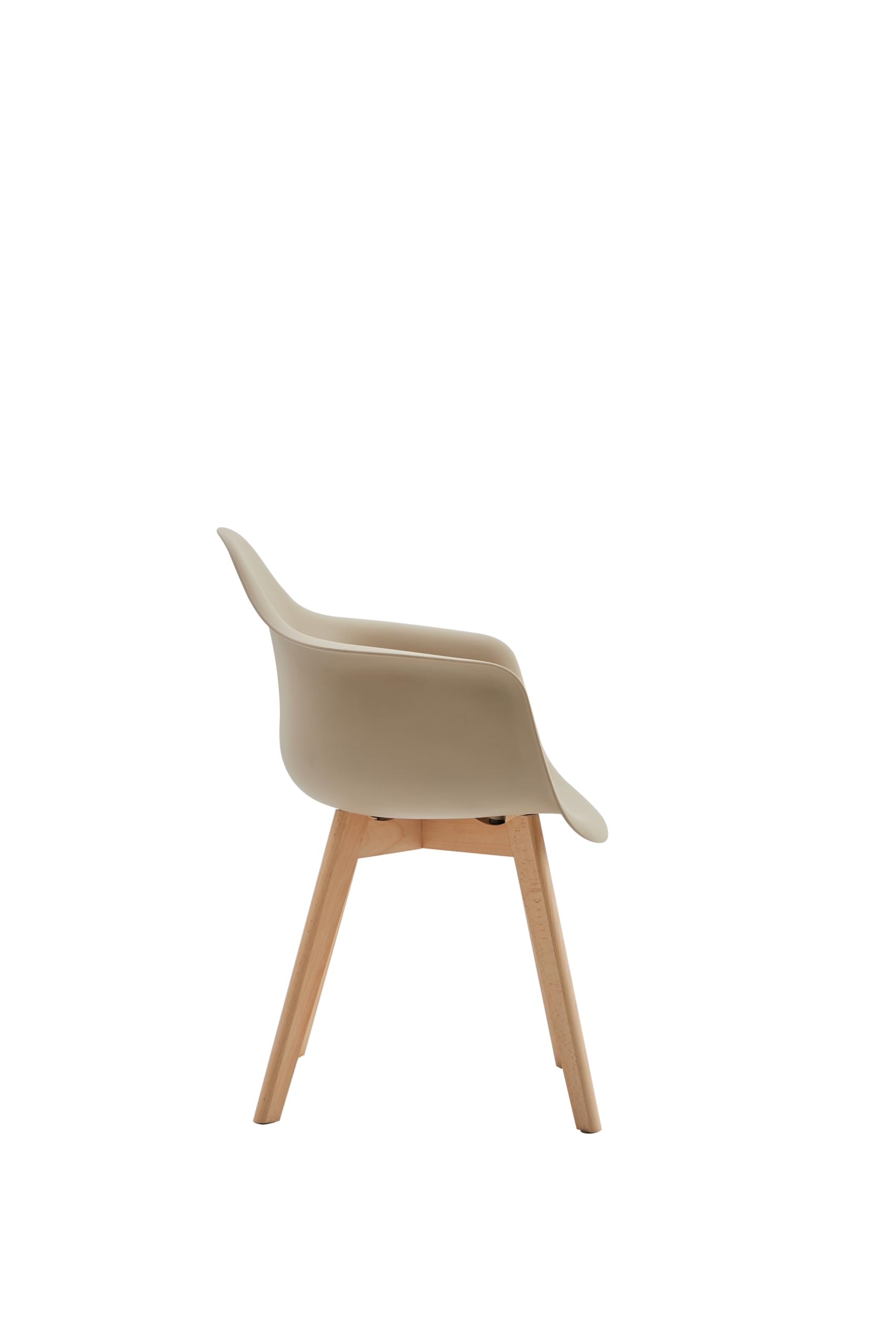Set di 6 Sedie da Pranzo con Braccioli, Design Moderno, Gambe in Legno di Faggio, Sedie da Cucina Scandinave (Beige)