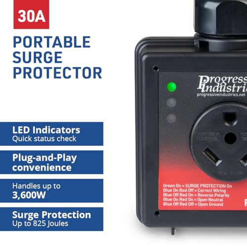 Progressive Industries SSP-30X Portable RV Smart Surge Protector, Black, 30 Amp by Progressive Industries - Image 2