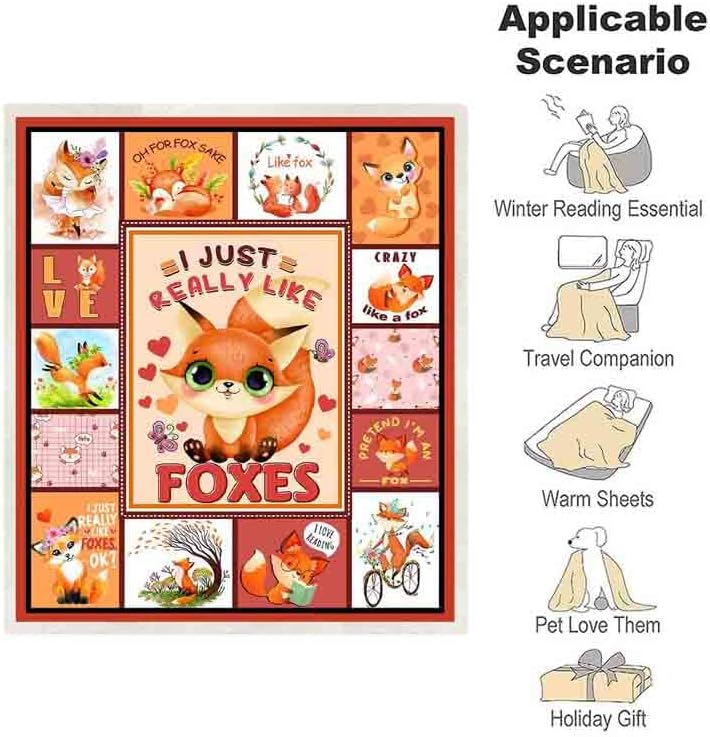 Fox Blanket - Super Soft Fleece Cozy Plush Fox Pattern Blanket Gifts for Couch, Sofa, Bed - 50"x60" - Image 5