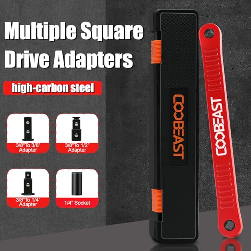 Image of coobeast Red Offset Extension Wrench Impact Ready Socket Wrench Extender Tool with Versatile 1 /4 inch, 3 /8 inch, and 1 /2 inch Square Drive Adapters, Universal Extensions Wrench for Small Place