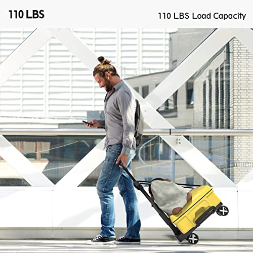 Folding Hand Truck Dolly, Yolid Foldable Luggage Cart With 360° Rotate Wheels And Elastic Ropes, Portable Flatbed Cart Collapsible Hand Truck For Moving, Luggage, Travel, Shopping, Office Use #TOP4