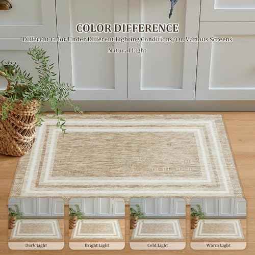 Tapete moderno con borde, lavable 3'x5', antideslizante miniatura 6