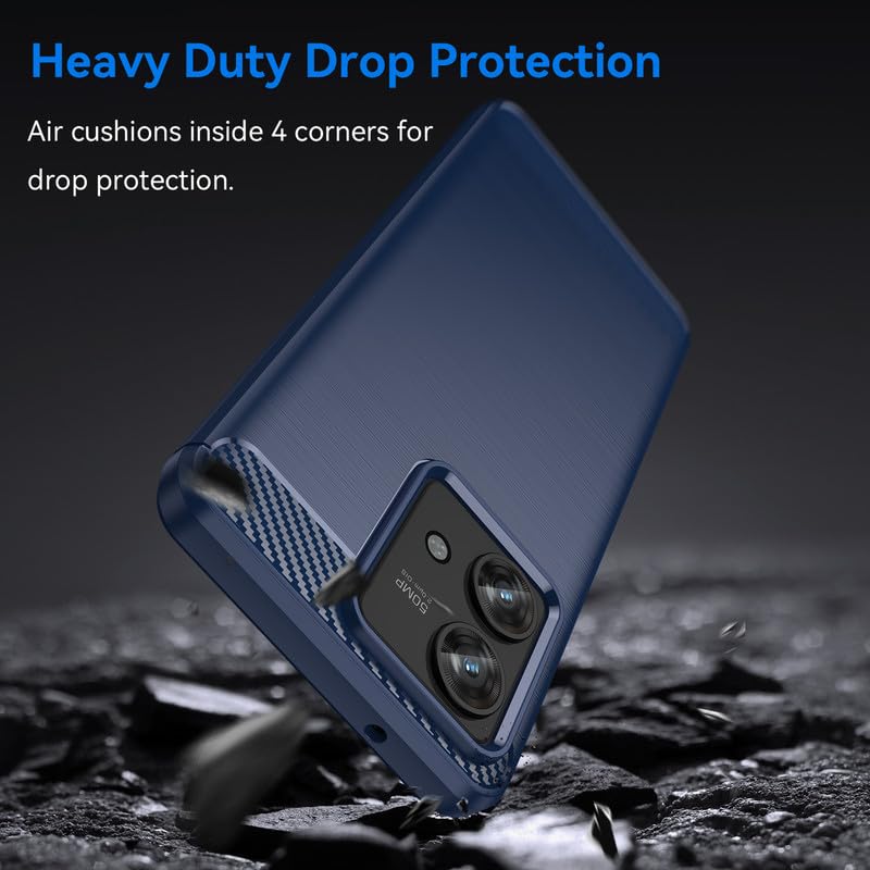 Image of Hybrid Carbon Fiber Back Case for Moto Edge 40 Neo (Blue)
