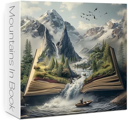 Rompecabezas Fantasy Mountain Book para adultos, 1000 piezas. Rompecabezas de paisaje mágico con cascada, planta, bosque y lago. miniatura 1
