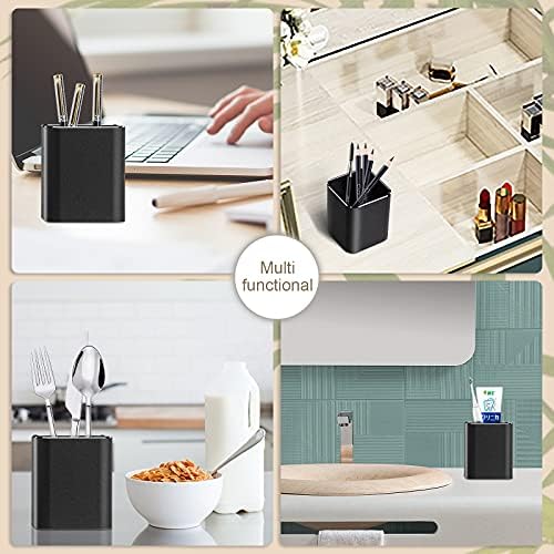 VAYDEER Metalowy pojemnik na długopisy, na biurko, aluminiowy, akcesoria, organizer, kubek do przechowywania, wytrzymały, 8 × 8 × 10 cm, czarny