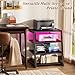 Armocity 4-Tier AV Media Stand with Power Strips, Stereo Stand with LED Lights, Rack Audio Tower with Adjustable Shelves, Small Entertainment Center, 30'', Black Ebony
