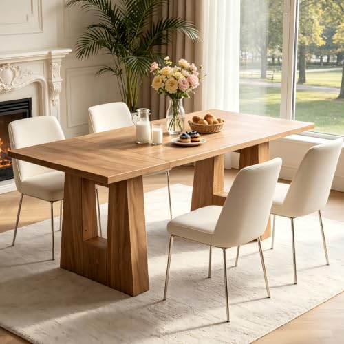 Garvee 63" Dining Table for 4-6 People, Modern Kitchen Table, Light Brown