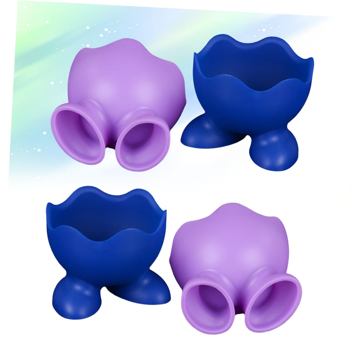 NAMOARLY 4pcs Silicone Egg Cup Holder Egg Cooker Cups Vintage Soft Boiled Egg Holder Egg Cups Egg Holder Breakfast Cups for Boiled Eggs Silicone Egg Boiler Blue