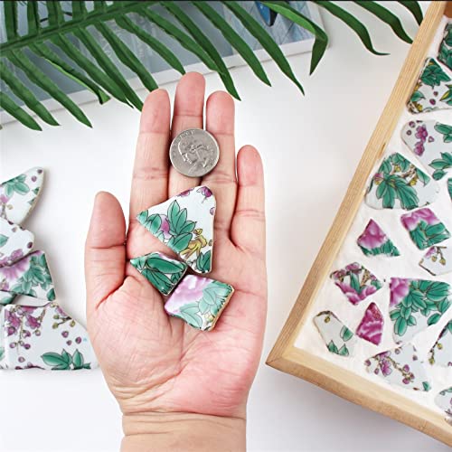 Youway Style Broken Ceramic China Mosaic Tiles,805G Floral Pattern Porcelain Pieces For Mosaic Craft,Irregular Mosaic Pieces For Decor Home Ideas,Garden Art Project #TOP3