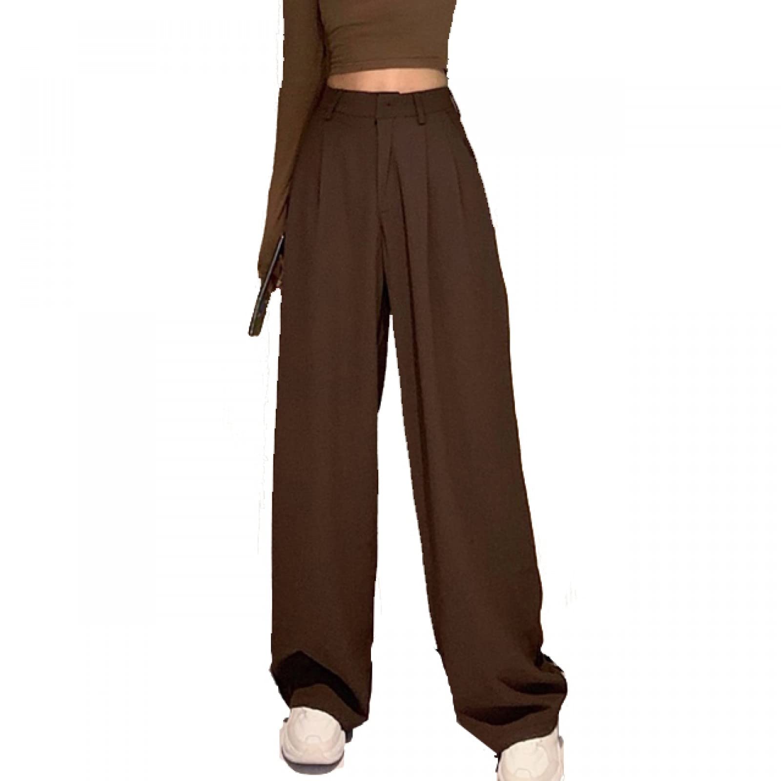 Retro Pants Full Match Wide Legs Women Fashion high Waist Casual Pants