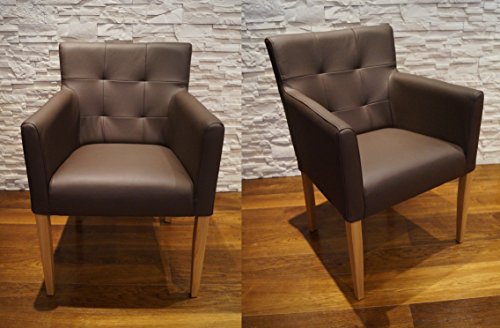 Quattro Meble Breite Braun Echtleder Esszimmerstühle Massivholz Stühle...