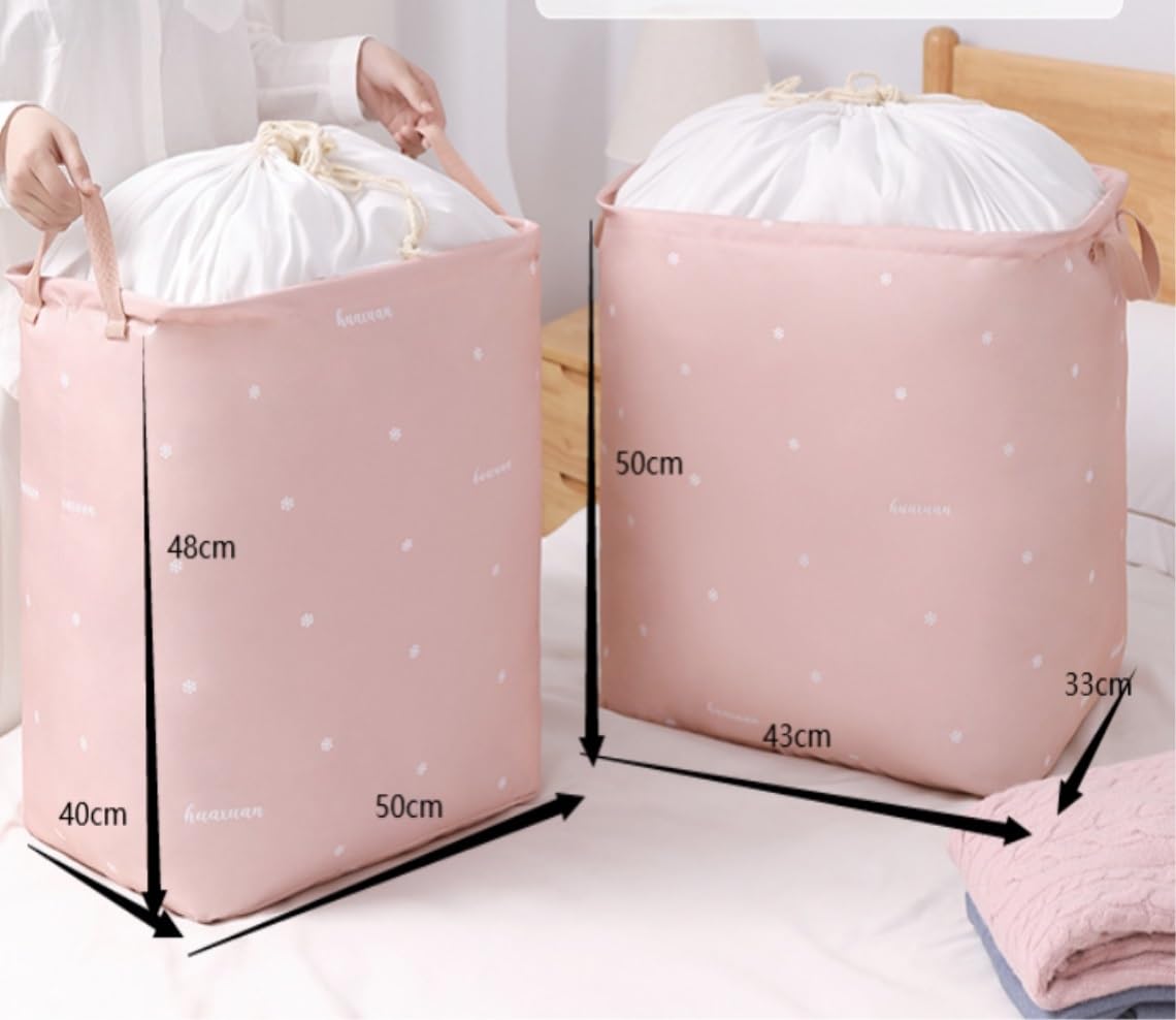 Bolsas Almacenaje Ropa Bolsa De Almacenamiento De Edredón con Asa Reforzada Armario con Cordón Impermeable Organizador Armario para Edredones(G,43 * 33 * 50cm)