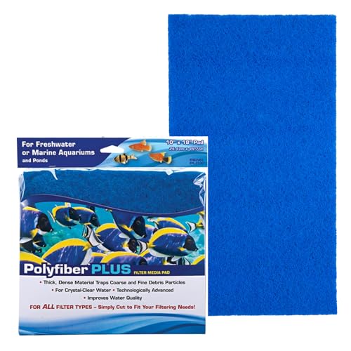 Image of Penn-Plax Cascade Poly Fiber Plus Aquarium Filter Media Pad - Flexible Cut-To-Fit for Freshwater, Saltwater Tanks & Ponds - Works with All Filter Types - Captures Fine & Coarse Debris - 10 x 18 Inches