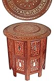 Die Form diese Arabische Tische ist Arabisch, Das Design ist marokkanisch indisch, passt hervorragend als arabische Dekoration für kreative Marokko Deko Ideen Ihre Inneneinrichtung. Indische Möbel passen hervorragend als authentische Accessoires Ihre Wohnung | einsetzbar als indischer Holztisch für die Diele, Abstelltisch im Badezimmer oder Kinderzimmer, Balkontisch Blumenständer im Balkon als Balkonmöbel, Anstelltisch im Wohnzimmer oder Dekotisch Küche, oder als Geschenk für Frauen oder Männer.