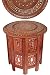 Produktbild Marokkanischer Tisch Beistelltisch aus Holz Caglanur Braun ø 45cm groß rund | Orientalischer runder Hocker Blumenhocker orientalisch klein | Orientalische runde kleine Beistelltische klappbar