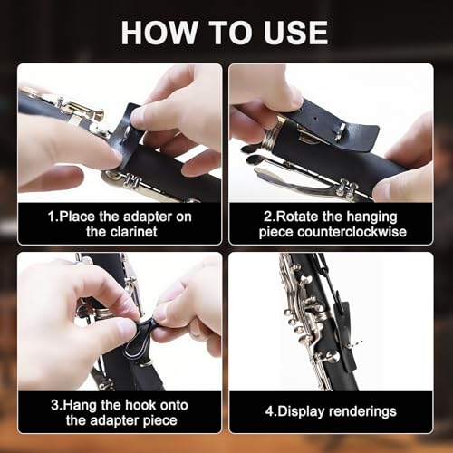 KUWAN Bass Clarinet Neck Strap, B-flat tuning clarinet strap, Double-chamber tube shouler strap, Single shoulder saxophone strap for Adults and children (clarinet and Sax strap-black) - Thumbnail 6