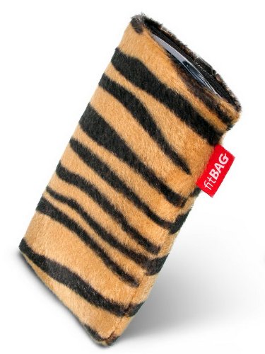 fitBAG Bonga Tiger Housse sur Mesure pour HTC One X OneX. Imitation Fourrure avec Doublure en Microfibre pour Le Nettoyage d'écran
