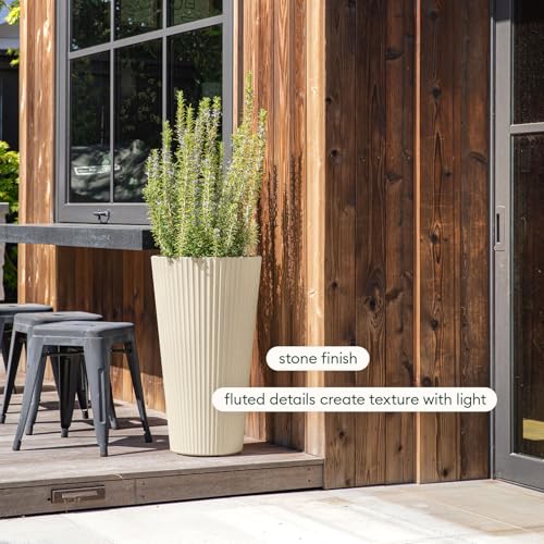 Image of Veradek Demi Series Tall Planter - Tall Tapered Outdoor Planter with Shelf