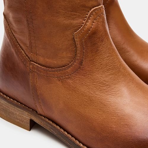 Mid Calf Boots for Women Pull On Fall Riding Boots Round Toe Comfortable Low Chunky Heel Casul Dress Boot 5