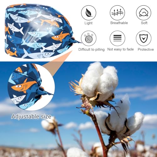 THXFUNAREA Verstellbare Arbeitskappen,OP Hauben Stoff Krankenschwester,OP hauben Damen/Herren,Krankenschwester Zubehör für Ärzten, Krankenschwestern, Zahnärzten, Pharmazeuten, Tierärzten (Blau)