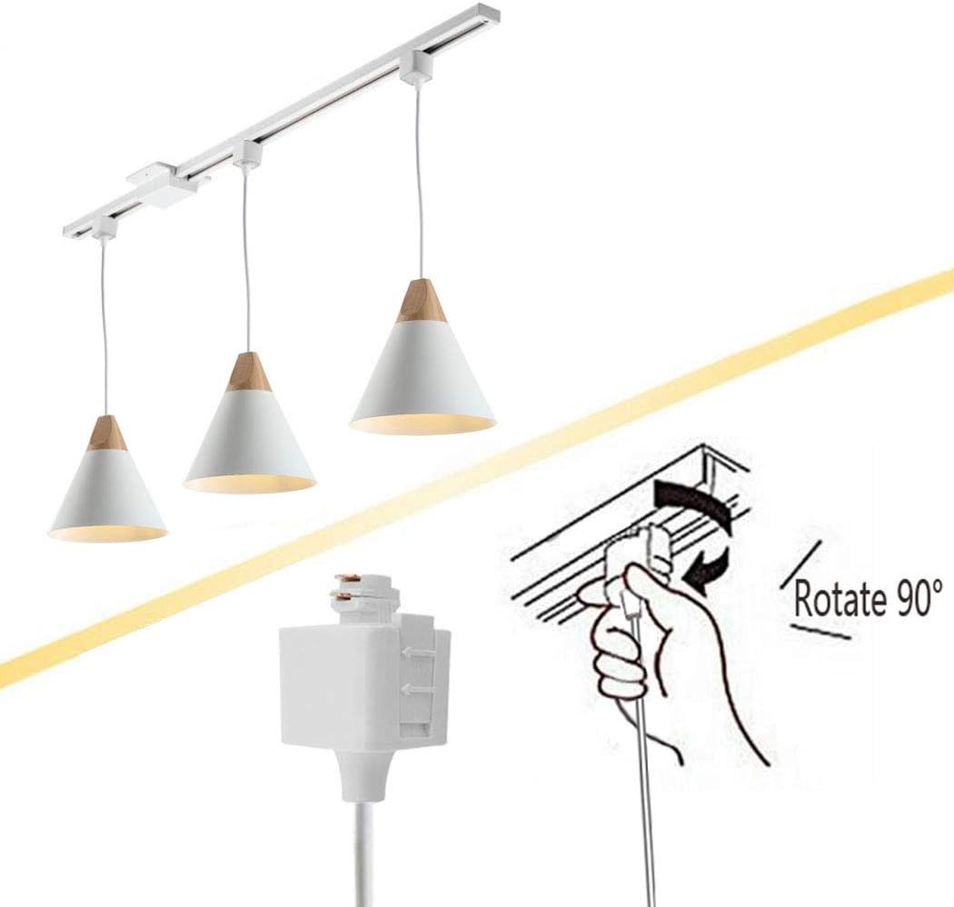 H-Style Track Mount Pendant Fixture White Scandinavian Style Pendant Lights for Kitchen Hanging Lamp - Modern Wood and Aluminium Light