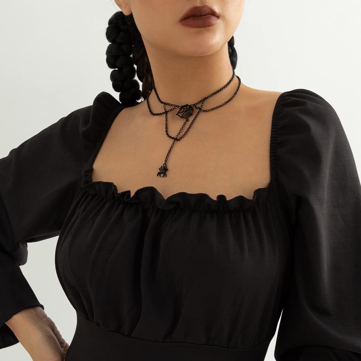 Halloween Spider Necklace for Women Gothic Spider Web Pendant Choker Necklace Halloween Necklace Costume Accessories (Black spider web) - Image 4