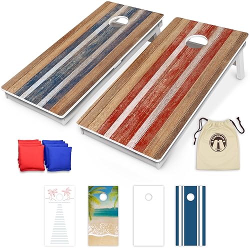 GoSports 4 x 2 ft Resort Collection All Weather Cornhole Board Set - Regulation Size - Rustic
