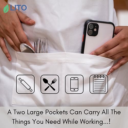Lito Linen And Towel Adjustable Bib Aprons | 28"X35" | Pack Of 2 (White) #TOP2