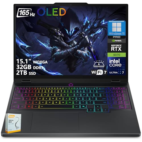 Image of Lenovo Legion 5 AI-Powered Gaming Laptop | 15.1 inch WQXGA OLED 165Hz | Intel Core Ultra 7 255HX (>i9-14900HX) | 32GB DDR5 2TB SSD | GeForce RTX 5070 8GB DLSS4 | RGB Backlit Win11 Pro w /DLCA Accessory
