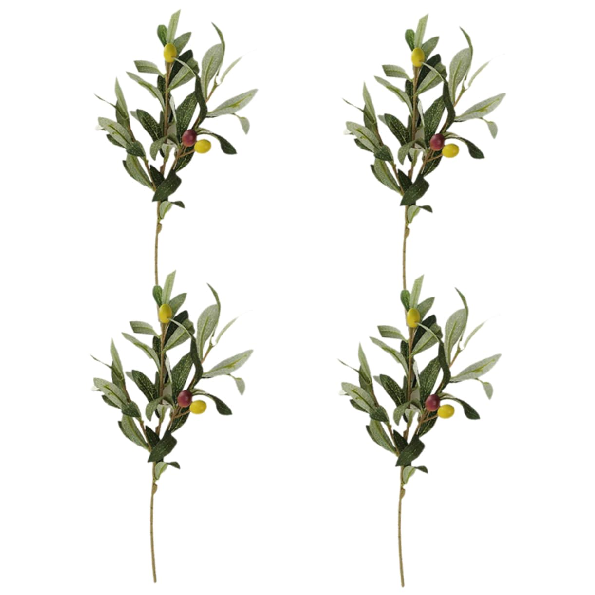 Cabilock 16 Piezas Rama De Olivo Simulada con Fruta Encriptada Hoja De Olivo Boda Salón Dormitorio Mesa De Comedor 4 Piezas (Rama De Olivo De 3 Puntas) Tallos De Olivo El Plastico