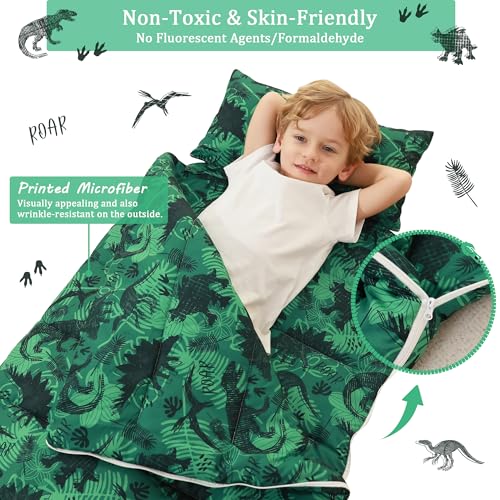 Image of Toddler Nap Mat for Preschool 50''x30'' Sleeping Mat with Removable Pillow and Minky Blanket for Kids Ages 3-7 Roll Up Soft Sleeping Bag for Boys Girls Kindergarten Daycare Sleepover