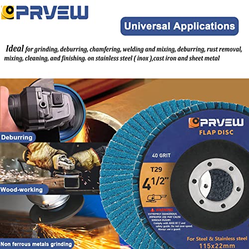 Prvew P45FDC4M-05T29 Flap Discs 4 1/2 Inch, 5-Pack 4.5 Inch X 7/8 Inch T29 Premium Zirconia Abrasive Grinding Wheels thumb #5